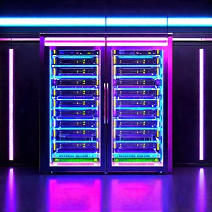 Server Rack With Neon Accents With Large, Purple-lit