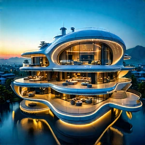 (futuristic:1.21) Smart Home With Large, Modern-looking