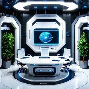Futuristic tech startup office
