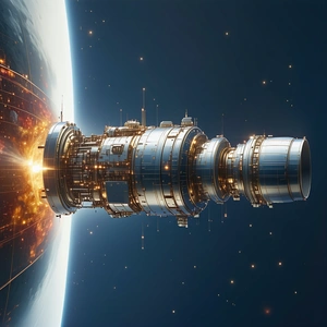 A Large Spacecraft, Possibly A Space Station, Floating In The Vastness Of Space