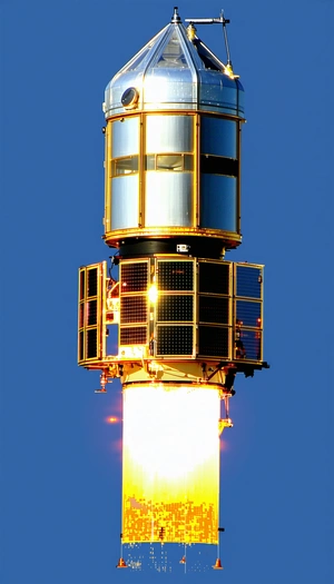A Rocket Is Being Launched Into The Sky, With A Bright Light Coming From The Bottom Of The Rocket