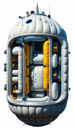 A White And Yellow Inflatable Structure Is Shown In A 3d View