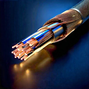 Close-up Of Fiber Optic Cables With Close-up Coiled