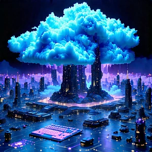 Cloud Computing Visualization With Futuristic City,