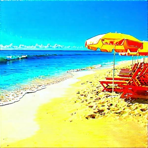 Lifestyle Pastel Drawing: Beach Day During Summer With Beautiful Beach