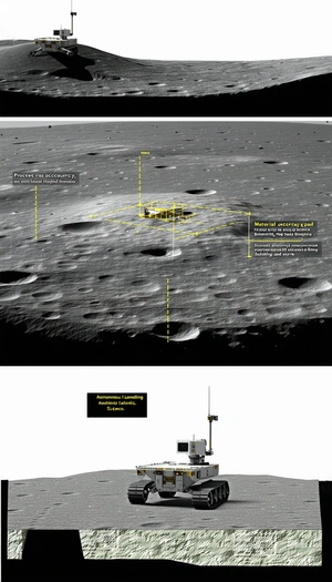 The Image Is A Split-screen Display Of A Moon Landing Site