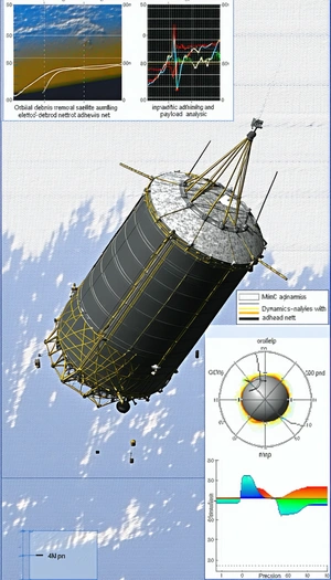 A Large Satellite In Space, With A Yellow And Black Color Scheme