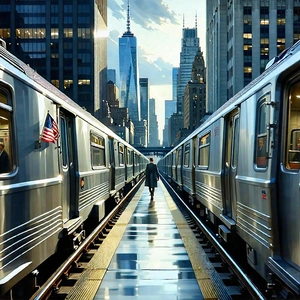 Urban Technical Illustration: (city:1.34) subway in financial district