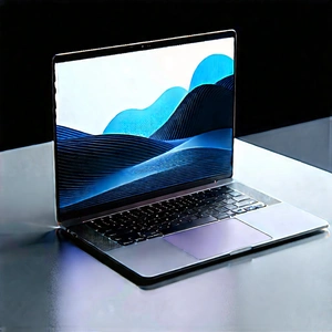 Laptop With Digital Artwork With Laptop Computer
