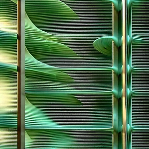 Close-up Of Cooling System With Green, Wavy,