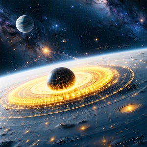 In The Image, There Is A Large, Brightly Lit Planet With A Ring Of Light Surrounding It