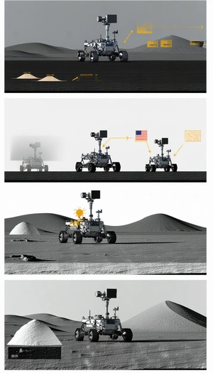 In The Image, There Are Three Pictures Of Rovers On The Surface Of Mars