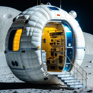 A Large White Spacecraft With A Round Shape, Possibly A Space Station Or A Space Shuttle