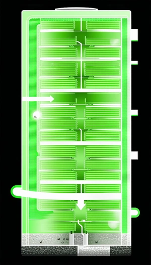 A Green Light Is Shining On A Large Green Box, Which Is Filled With Many Small Green Boxes