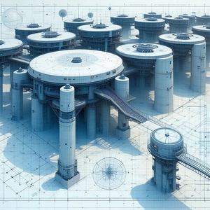 In The Image, There Is A Large, Futuristic Building With A Circular Structure