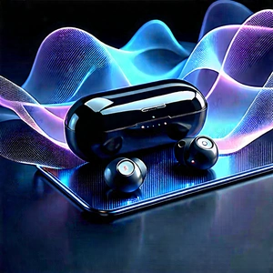 Wireless Earbuds With Holographic Display With Black Cell