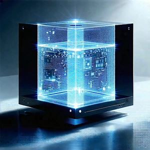 Quantum Computer With Laser Scanning With Black Blue