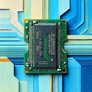Tech Gouache Painting: Close-up of memory module