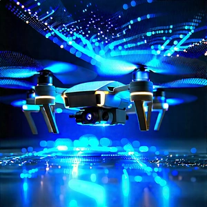 Drone With Streaming Content With Blue Drone