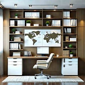 Lifestyle Technical Illustration: Home office with organized space