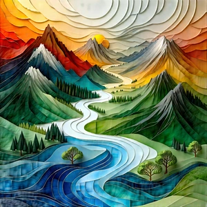 Abstract Low Poly Art: Harmony Represented Through Textural Contrasts With Painting Beautiful