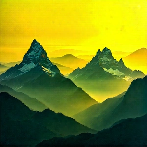 Nature Infographic Style: Mountain Range During Golden Hour With Beautiful Mountain