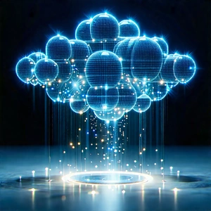 Blockchain Network Visualization With Large, Blue,