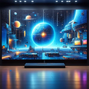 Tech Acrylic Painting: Entertainment Technology In Research Center With Image, There