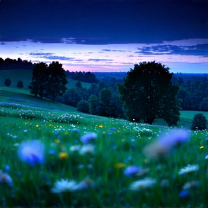 Nature Professional Photography: Meadow During Blue Hour With Beautiful, Lush
