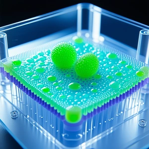 A Blue And Green Plastic Box With A Clear Plastic Lid