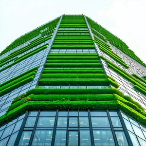 Urban Long Exposure Photography: Skyscraper with green rooftop