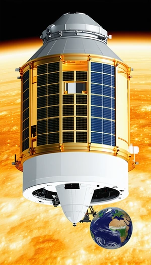 A Spacecraft With A Large Dome On Top, Which Is Likely A Satellite