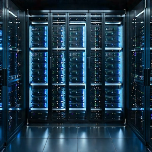 Server rack with data streams