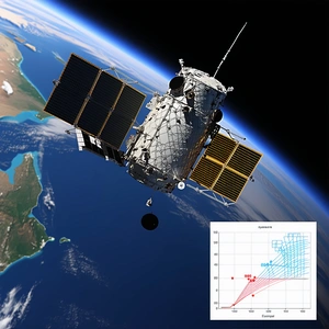 A Spacecraft, Possibly A Satellite, Flying Over A Blue Ocean