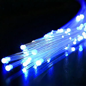 Close-up Of Fiber Optic Cables With Close-up Blue