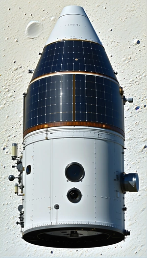 A Large White Spacecraft Is Sitting On The Moon's Surface