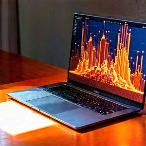 Laptop With Data Visualization With Laptop Computer