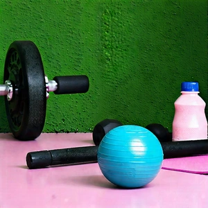 Lifestyle Product Photography: Wellness Scene With Fitness Equipment With Setting Various