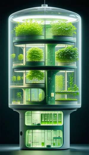 In The Image, There Is A Large, Multi-layered Structure Filled With Various Plants