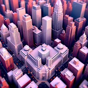 Urban Tilt-Shift Photography: Aerial view of city blocks