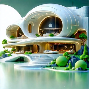 Futuristic Smart Home With Computer-generated Drawing