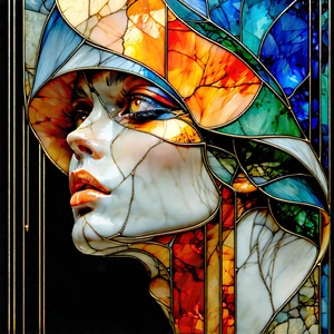 Abstract Art Nouveau Style: Balance represented through textural contrasts