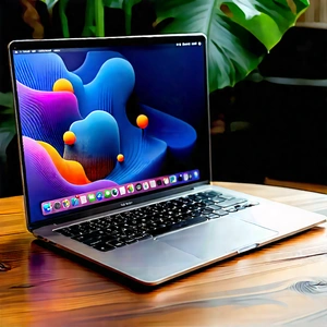 Laptop With Digital Artwork With Laptop Computer