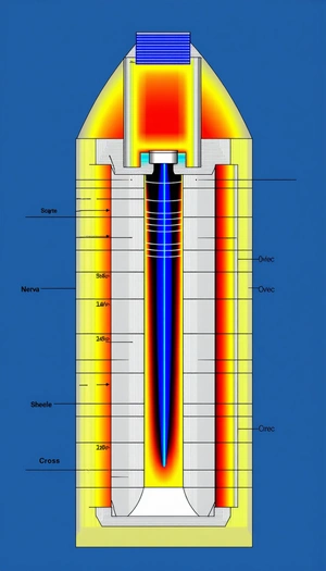A Large, Blue, Cylindrical Structure With A Bright Blue Light Inside