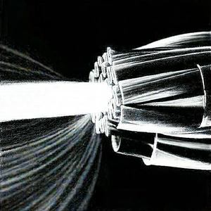 Tech Charcoal Drawing: Close-up Of Fiber Optic Cables With Black White
