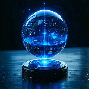 Artificial Intelligence Visualization With Blue Sphere