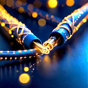 Close-up Of Fiber Optic Cables With Close-up Blue