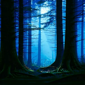 Nature Landscape Photography: (forest:1.28) Scene During Blue Hour With Image, There