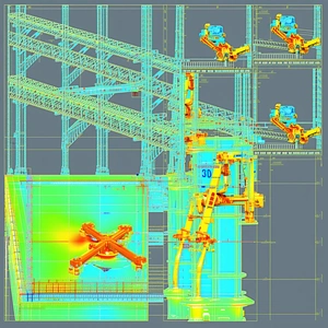 A Large, Three-dimensional Model Of A Factory Is Displayed In A Room