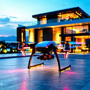 Tech Architectural Photography: Drone With Glowing Screen With Large Drone,